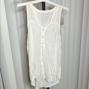 White Sleeveless Button-Down Top